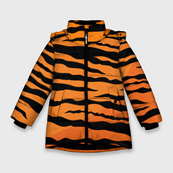 Куртка зимняя для девочки Шкура тигра вектор, цвет: 3D-черный