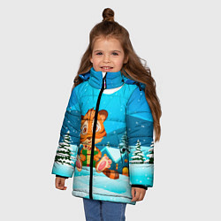 Куртка зимняя для девочки Новогодние подарки Тигр 2022, цвет: 3D-черный — фото 2