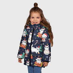 Куртка зимняя для девочки Новогодние Котята 2022, цвет: 3D-светло-серый — фото 2