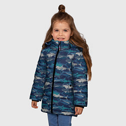 Куртка зимняя для девочки Хищные Акулы, цвет: 3D-черный — фото 2