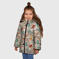 Куртка зимняя для девочки Новый Год 2О22, цвет: 3D-светло-серый — фото 2