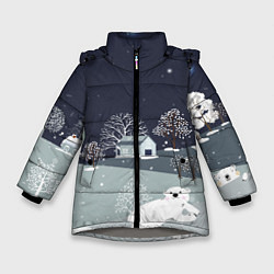 Куртка зимняя для девочки Мишки 2022, цвет: 3D-светло-серый
