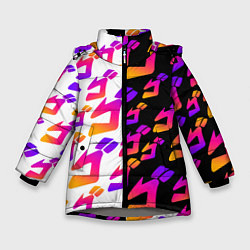 Куртка зимняя для девочки JOJO BIZARRE ADVENTURE ДЖО ДЖО УЗОР, цвет: 3D-светло-серый