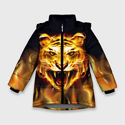 Куртка зимняя для девочки Тигр В Пламени, цвет: 3D-светло-серый