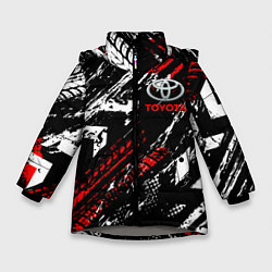 Куртка зимняя для девочки Toyota - Следы шин, цвет: 3D-светло-серый