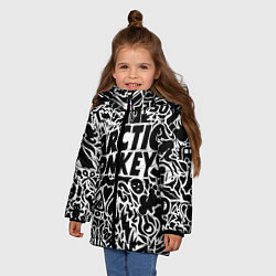 Куртка зимняя для девочки Arctic monkeys Pattern, цвет: 3D-черный — фото 2