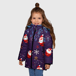 Куртка зимняя для девочки Дед Мороз в снежинках, цвет: 3D-светло-серый — фото 2