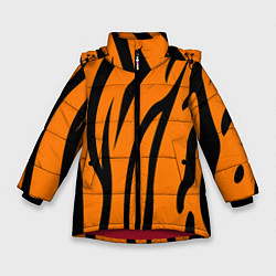 Куртка зимняя для девочки Текстура тиграtiger, цвет: 3D-красный