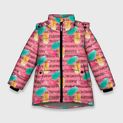 Куртка зимняя для девочки Сладкое мороженое с блестками, цвет: 3D-светло-серый