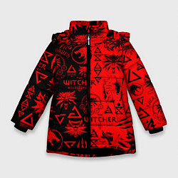 Куртка зимняя для девочки THE WITCHER LOGOBOMBING BLACK RED, цвет: 3D-черный