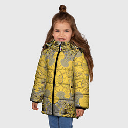 Куртка зимняя для девочки Коллекция Фрактальная мозаика Желтый на черном 573, цвет: 3D-светло-серый — фото 2