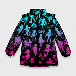 Куртка зимняя для девочки ГЕНШИН ИМПАКТ НЕОН ПЕРСОНАЖИ ИГРЫ GENSHIN IM ACT L, цвет: 3D-черный