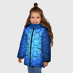 Куртка зимняя для девочки Неоновые 3D ПЛИТЫ, цвет: 3D-красный — фото 2