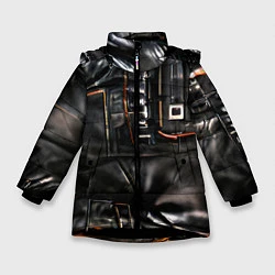 Куртка зимняя для девочки Стиль терминатора, цвет: 3D-черный