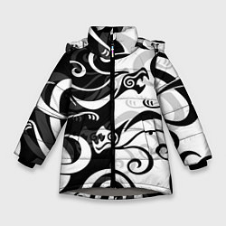 Куртка зимняя для девочки ЧЁРНО БЕЛЫЙ ТАТУ ДРАКЕНА TOKYO REVENGERS, цвет: 3D-светло-серый