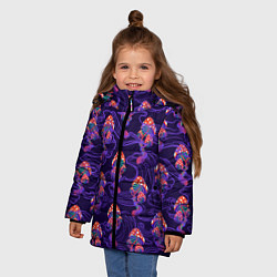 Куртка зимняя для девочки Грибы психоделика, цвет: 3D-красный — фото 2