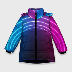 Куртка зимняя для девочки Арка неонового света full version, цвет: 3D-черный