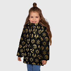 Куртка зимняя для девочки GOLDEN GENSHIN IMPACT PATTERN ЗОЛОТО ГЕНШИН ИМПАКТ, цвет: 3D-светло-серый — фото 2