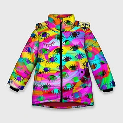 Куртка зимняя для девочки Психоделические взгляды, цвет: 3D-красный