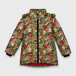 Куртка зимняя для девочки Еда Разная, цвет: 3D-красный