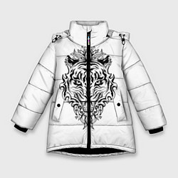Куртка зимняя для девочки Тигровый оскал, цвет: 3D-черный