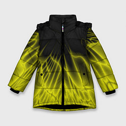 Куртка зимняя для девочки Коллекция Rays Лучи Желтый и черный Абстракция 662, цвет: 3D-черный