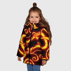 Куртка зимняя для девочки ОГНЕННОЕ ТАТУ ДРАКЕНА DRAKEN FIRE TATTOO, цвет: 3D-светло-серый — фото 2