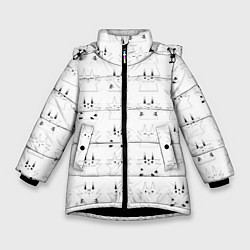 Куртка зимняя для девочки Котики белые с черным, цвет: 3D-черный