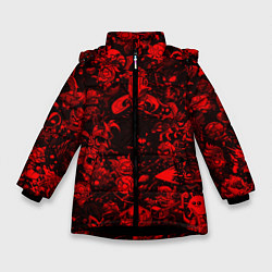 Куртка зимняя для девочки DOTA 2 HEROES RED PATTERN ДОТА 2, цвет: 3D-черный