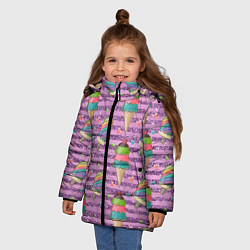 Куртка зимняя для девочки Радужное мороженое, цвет: 3D-красный — фото 2