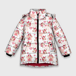 Куртка зимняя для девочки Маленькие единороги паттерн, цвет: 3D-красный