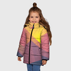 Куртка зимняя для девочки Рассвет в горах искусства, цвет: 3D-черный — фото 2