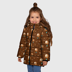 Куртка зимняя для девочки Воздушные шары для любителей кофе, цвет: 3D-черный — фото 2