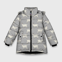 Куртка зимняя для девочки Козлята паттерн, цвет: 3D-черный