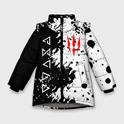Куртка зимняя для девочки The Witcher black & white, цвет: 3D-светло-серый