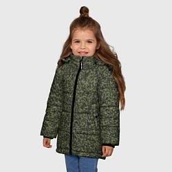 Куртка зимняя для девочки Цифра Флора пиксельный камуфляж, цвет: 3D-черный — фото 2