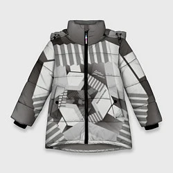 Куртка зимняя для девочки Дробные размерности, цвет: 3D-светло-серый