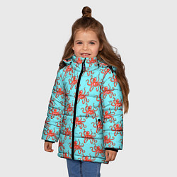 Куртка зимняя для девочки Осьминог паттерн, цвет: 3D-черный — фото 2