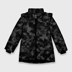 Куртка зимняя для девочки ТЁМНЫЙ КАМУФЛЯЖ, цвет: 3D-черный