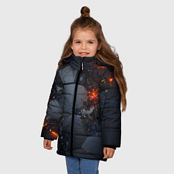 Куртка зимняя для девочки НЕОНОВЫЙ ВЗРЫВ ПЛИТЫ, ОБЛОМКИ NEON EXPLOSION, цвет: 3D-черный — фото 2
