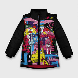 Куртка зимняя для девочки Разноцветные монстры, цвет: 3D-красный