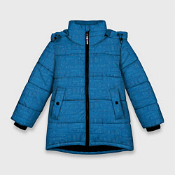 Куртка зимняя для девочки Ночные небоскребы, цвет: 3D-черный