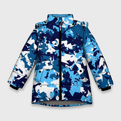 Зимняя куртка для девочки Сине-бело-голубой камуфляж