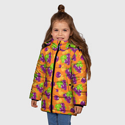 Куртка зимняя для девочки Виноград паттерн, цвет: 3D-светло-серый — фото 2