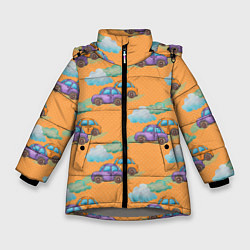 Зимняя куртка для девочки Детские машинки паттерн