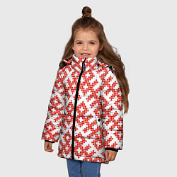 Куртка зимняя для девочки Славянский орнамент этнический узор, цвет: 3D-черный — фото 2