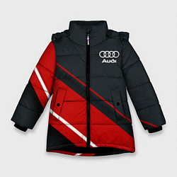 Куртка зимняя для девочки Audi sport red, цвет: 3D-черный