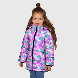 Куртка зимняя для девочки Волшебные Грибы - психоделика, цвет: 3D-светло-серый — фото 2