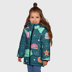 Куртка зимняя для девочки Летающий единорог, цвет: 3D-красный — фото 2