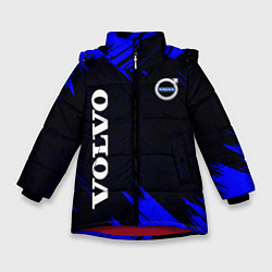 Куртка зимняя для девочки Volvo авто текстура, цвет: 3D-красный